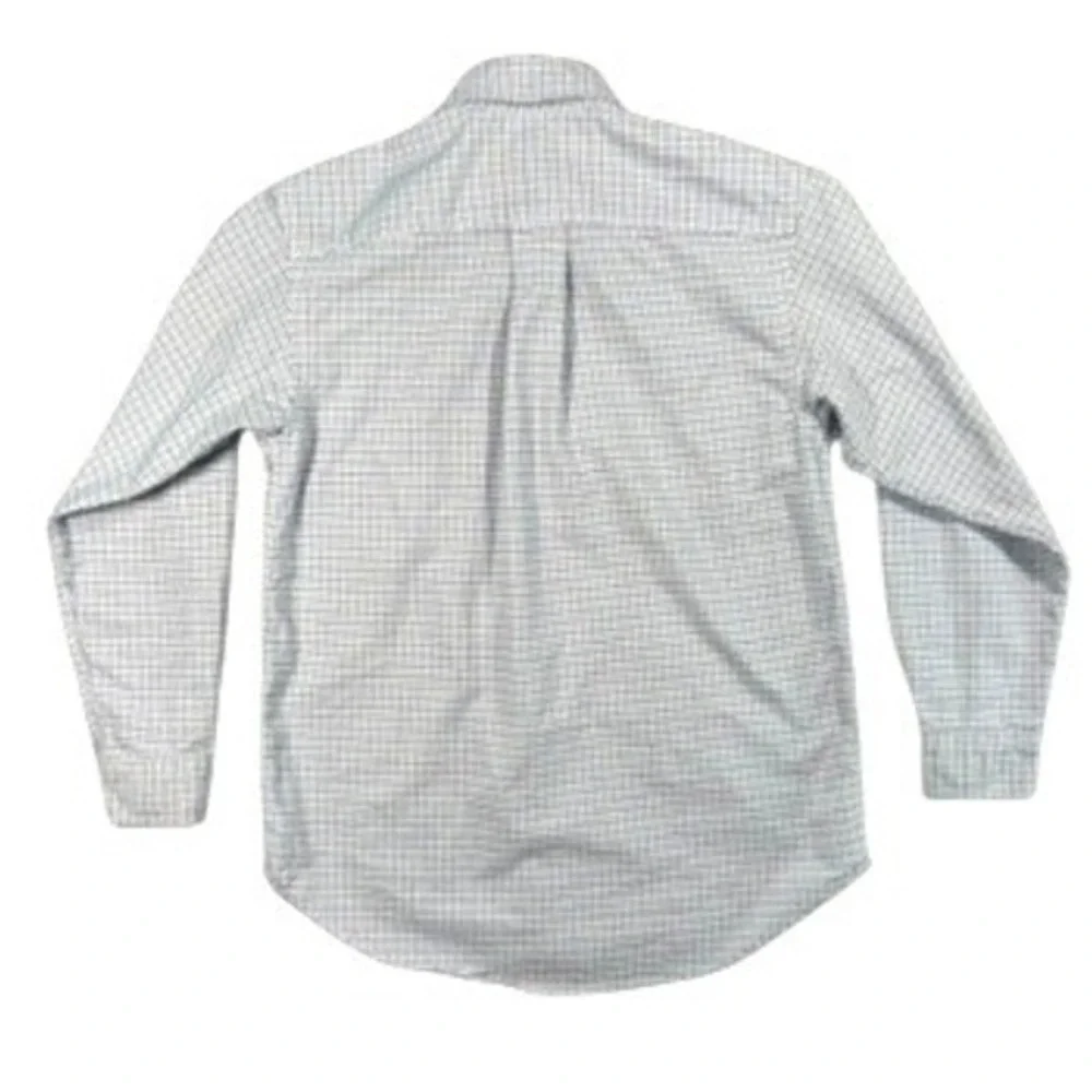 Ralph Lauren Boys Blue White Tattersall Check Button‎ Down Shirt Size M 10-12